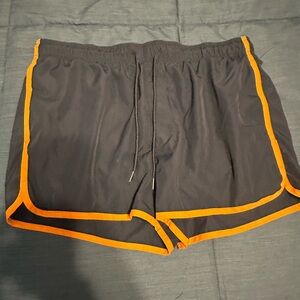H&M Men's Navy Swim Trunks with Orange Highlights